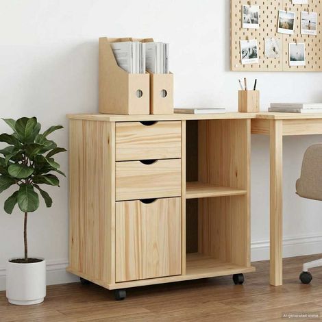 Gabinete rodante con rueda Marrón 63,5 x 39 x 65,5 cm