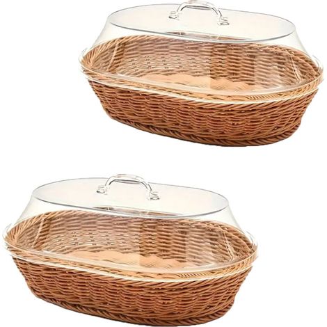 panier tressé avec couvercle plateau de camping réutilisable et polyvalent idéal pour la cuisine le camping. Transparent (1/5)