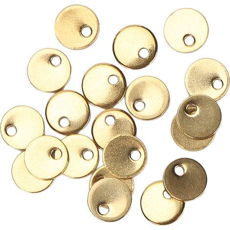 Étiquettes pour Chien en Acier Inoxydable 6mm, 20 Pièces Rondes Dorées avec Trou pour Fabrication de Bijoux (1/5)
