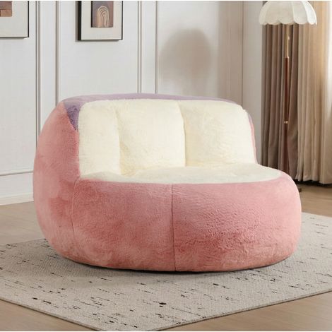 Übergroßer mehrfarbiger Kunstfell-Sitzsack mit Schaumstoffflockenfüllung (1/5)
