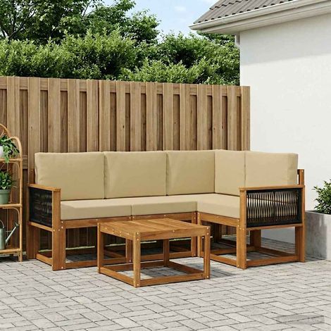 vidaXL Outdoor Sofa Set 5 pcs Natural and Beige Polyester