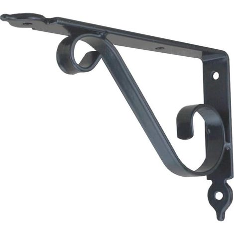 Lot de 2 - Équerres Flottantes Robustes Et Stables En Métal - Angle De 90 Degrés - Angle Droit En Forme De l - Pour Fixation Murale - 200 mm - Noir (1/5)