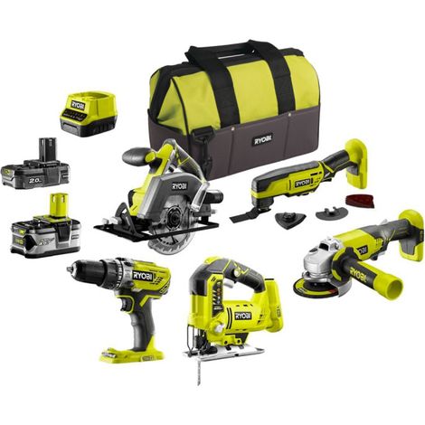 Pack RYOBI complet 5 outils - 2 batteries 2.0Ah et 4.0Ah - 1 chargeur - R18CK5A-242S (1/8)