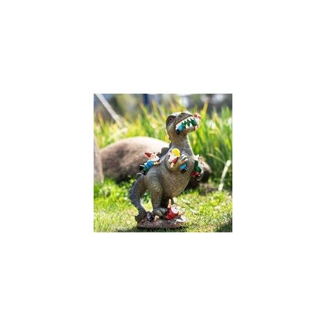Statue de nain de jardin dinosaure mangeant des gnomes, décor extérieur –