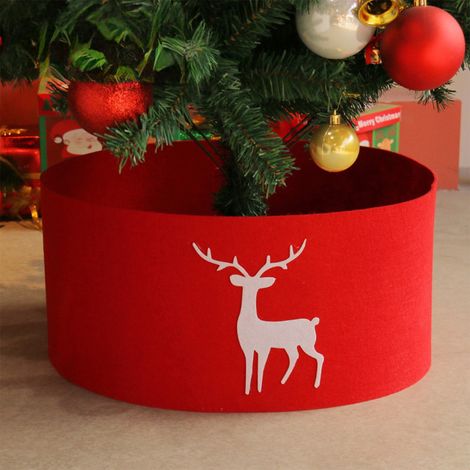 Jupe Pour Arbre De Noël - Tapis Décoratif En Tissu Rouge - Pour Cacher La Base De L Arbre - 1 Pièce (1/5)
