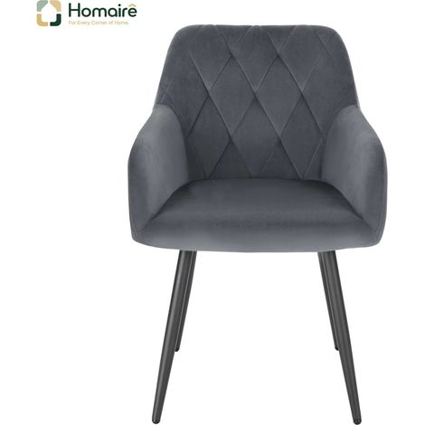 Chaise en métal gris avec accoudoirs 44.5 x 46.5 x 79 cm HOMAIRE (1/5)