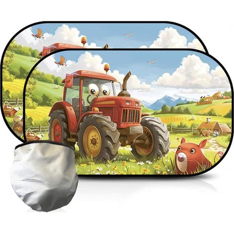 2 PCS Pare Soleil Voiture Bébé, Protege Soleil Voiture Bebe, Pare-Soleils Auto Universelle - Protection Solaire et UV, Dessin de Animaux, Pare-Soleil Voiture 51 x 31 CM(Zoo) (1/5)