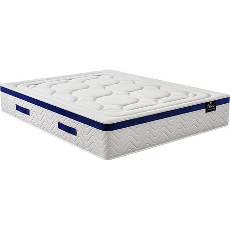 Materasso matrimoniale francese ibrido a molle insacchettate memory foam motivo singolo 140 x 190 cm sp.30 cm Blu - MARQUIS di PALACIO (1/5)