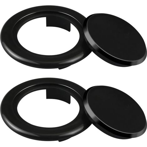 Paquete de 2 anillos y tapas de 5 cm para sombrillas de patio estándar, para mesa de jardín, patio de cristal (negro) (1/4)