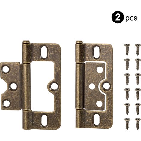 (Bronze, lot de 2) Charnières de porte en métal (2 pièces) pour portes de placard, fenêtres, boîtes en bois, charnières plates, accessoires de quincaillerie pour meubles. (1/5)
