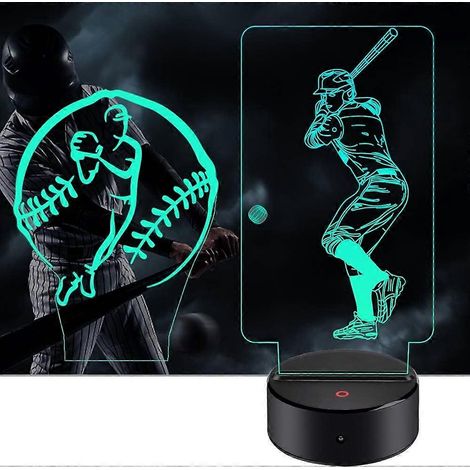 SCSYV Baseball-Nachtlicht für Kinder – 3D-Nachtlicht in Baseballform, 7 Farben, optische Täuschung, Touch- und Fernbedienungssteuerung, mit 2 Acrylplatten. Ideal als Geburtstagsgeschenk. (1/5)