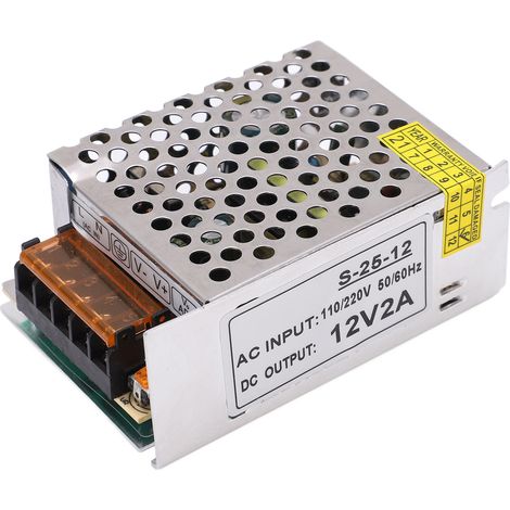 Alimentation à découpage CC avec transformateur secteur, témoin lumineux LED et adaptateur 110 V/220 V S-25-12 (1/5)