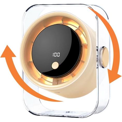 Ventilateur USB portable, refroidisseur d'air silencieux rechargeable avec affichage numérique, adapté aux chambres, bureaux, voyages, camping (1/5)