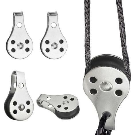 Poulies en acier inoxydable, poulies marines de 25 mm, poulies à câble, poulies de levage robustes, poulies pivotantes, poulies à crochet, adaptées aux canoës, kayaks et bateaux, 45, 26, 11 mm, argent