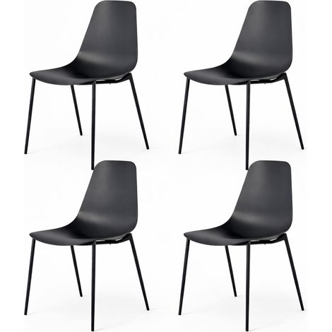 Hugo - Set 4 Sedie 49 x 48.5 x 88 cm Nero