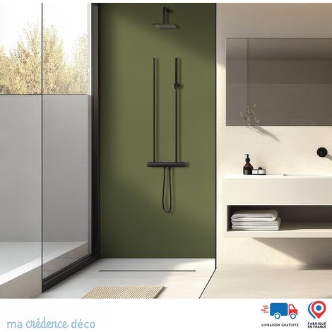 Panneau de douche : Vert olive - Alu composite - 90 - 245 (1/4)