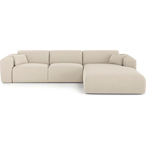 Canapé angle droit convertible express 5 places en tissu tramé beige MYRA (1/5)