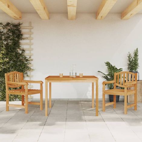 3-tlg. Garten-Essgruppe Massivholz Teak