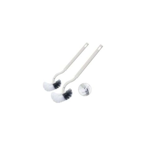 Brosse de toilette 2 pièces, brosse de toilette, manche long, brosse de toilette en plastique avec poils solides pour le nettoyage des toilettes, nettoyage en profondeur, blanc - Crezuo (1/4)