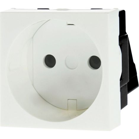 IluminaShop - Enchufe Schuko 16A/250V 2P+T para Cajas 45x45 Blanco (1/2)