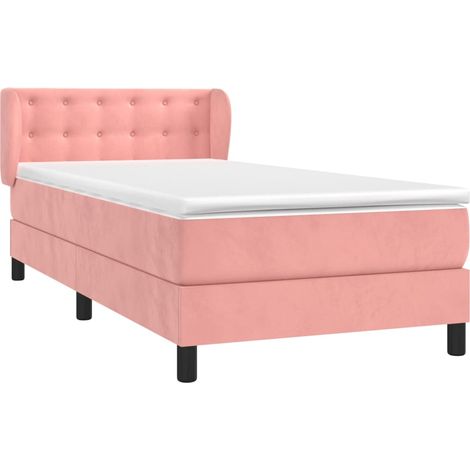 vidaXL Giroletto a Molle con Materasso Rosa 90x190 cm in Velluto (1/5)