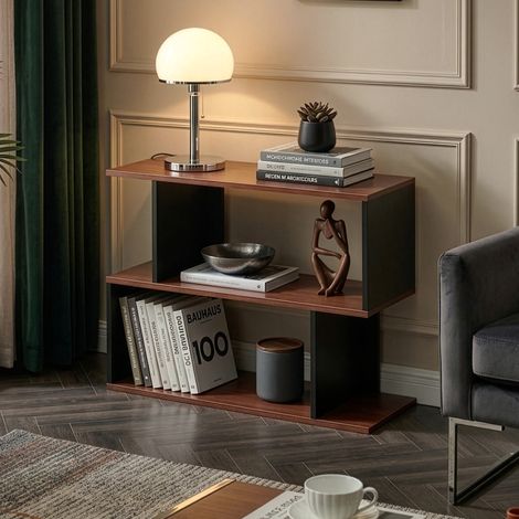 Table d’appoint Trond 80 x 29 x 60 cm noir effet noyer [en.casa] (1/5)