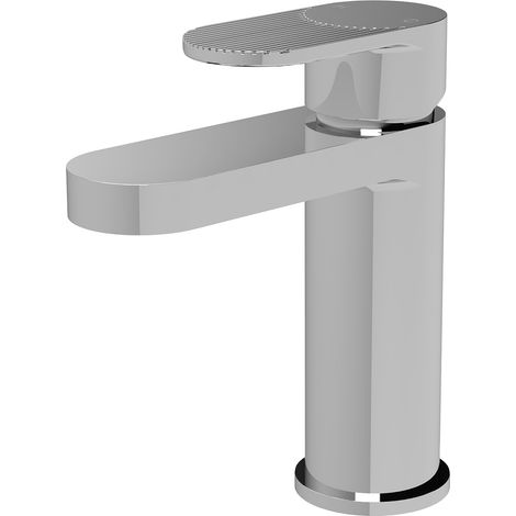 Nuie Cyprus Fluted Mono Basin Mixer Tap with Push Button Waste - Chrome