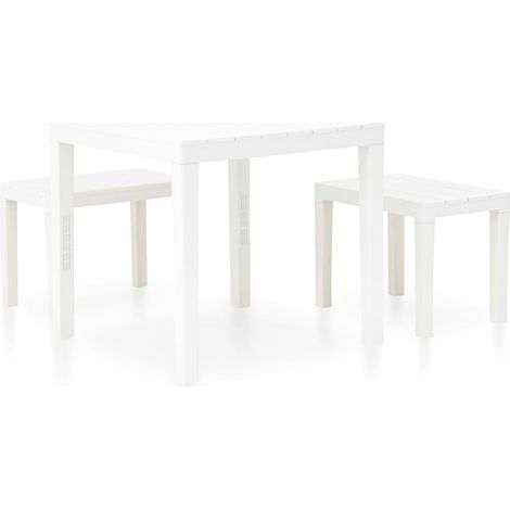 Maison Exclusive - Tavolo da Giardino con 2 Panche in Plastica Bianco