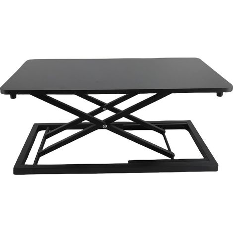 Zusammenklappbarer Stehschreibtischaufsatz, 15,7 Zoll, 7 Höhenstufen, Kohlenstoffstahl-MDF, Laptop-Monitorständer, für Büro und Zuhause (Schwarz) (1/5)