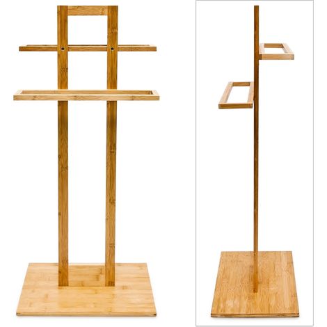 Portasciugamani da terra moderno per bagno 70 x 30 x 30 cm in bambù naturale 130003069