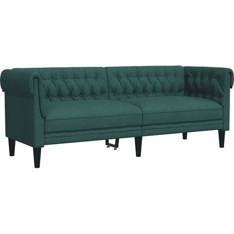 Canapé  Sofa Chesterfield 3 places vert foncé tissu