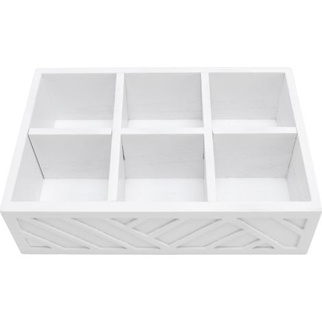étagère rangement-Organisateur de café en bois avec 6 compartiments pour pods, accessoires et épicerie, design élégant (30x20.5x8.5cm) - Blanc (1/5)