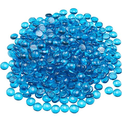VEVOR Vetro per Caminetto, 4,5 kg, Resistenti alle Alte Temperature, 19,05 mm di Spessore, Riflettente, per Braciere, Pietra ad Alta Lucentezza, per Tavolo da Braciere, Blu Caraibico