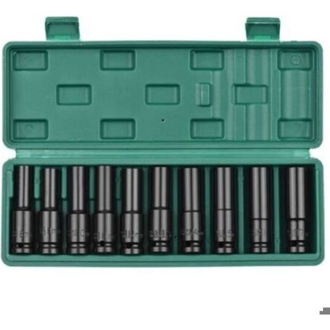 Jeu de 10 douilles d'extension pneumatiques 1/2 hexagonales noires (1/5)