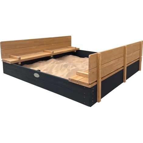 Axi Ella Xxl Bac À Sable Enfant Anthracite & Marron - 150 X 150 Cm Bac À Sable Pour Enfants En Bois Fsc Avec Couvercle & Banc (1/5)
