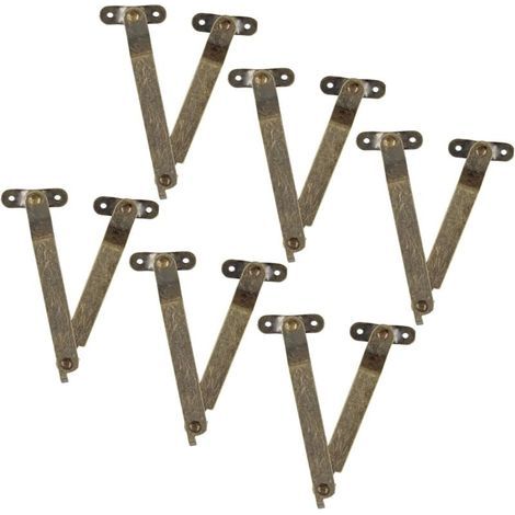 Lot de 6 charnières pliantes pour couvercle de boîte à bijoux, en laiton antique, pivotantes en fer (longueur pliée : 97 mm, largeur : 10 mm) (1/5)