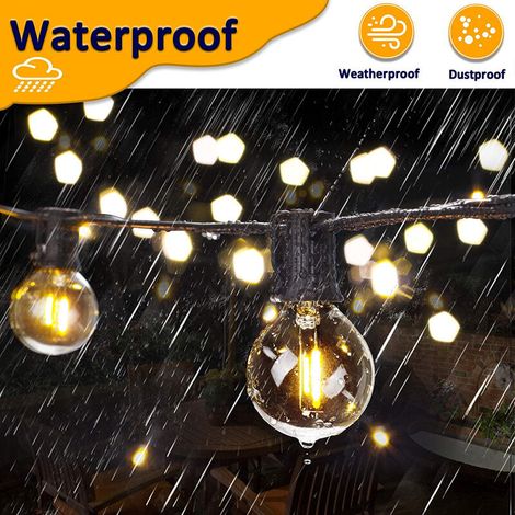 G40 25 guirlandes lumineuses à LED La prise de patio extérieure allume des ampoules incassables, des lumières suspendues résistantes aux intempéries, base E12, noir (1/4)