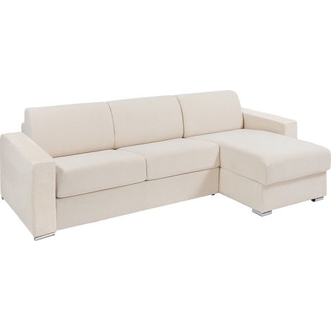 Divano letto angolare reversibile express in Tessuto Beige Letto 160 cm con doghe larghe Materasso 22 cm memory foam - CALITO (1/5)