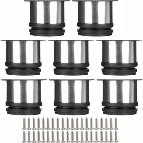 Set di 8 gambe per mobili, gambe da cucina regolabili Ø 50 mm/altezza 50 mm, gambe rotonde in metallo, acciaio inossidabile, piedini per divani e tavoli (1/4)