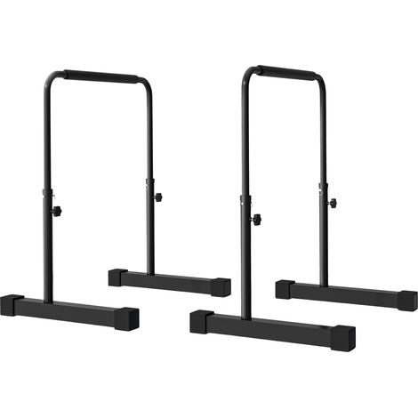 Dip Barren Bars 2er Set Rutschfest Dip Station 80-100 cm Höhenverstellbar Fitness Parallettes für Muskeltraining und Krafttraining Stahl Schwarz