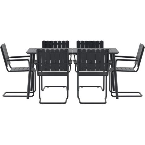 Holmsund Gartenset Tisch 90x150cm 6 Stühle schwarz.