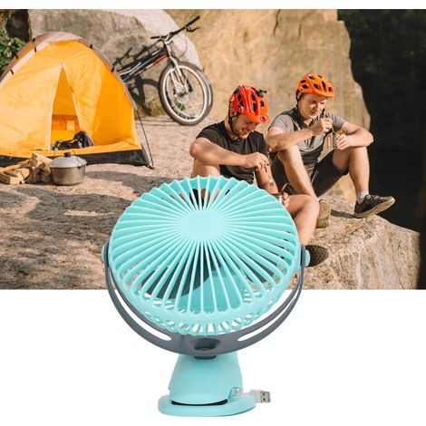 Tragbarer USB-Clip-Ventilator mit mehrfacher Drehwinkelverstellung, blau (1/5)