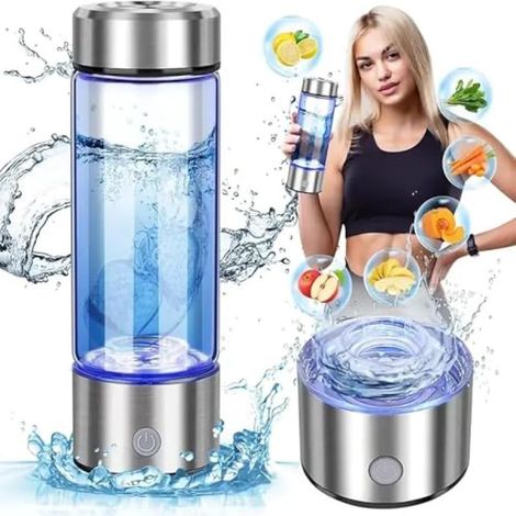 Gobelet isotherme portable Irovami à eau courante et hydrogène - 414 ml (14 oz) rechargeable par USB, couleur argent (1/5)