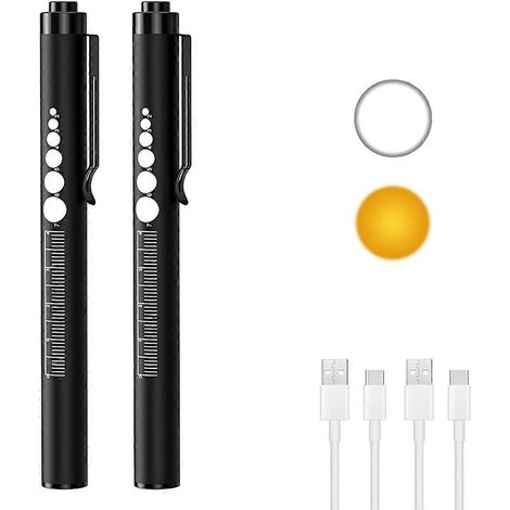 Lot de 2 lampes stylo rechargeables avec jauge pupillaire et règle, lampes stylo LED -- (1/5)