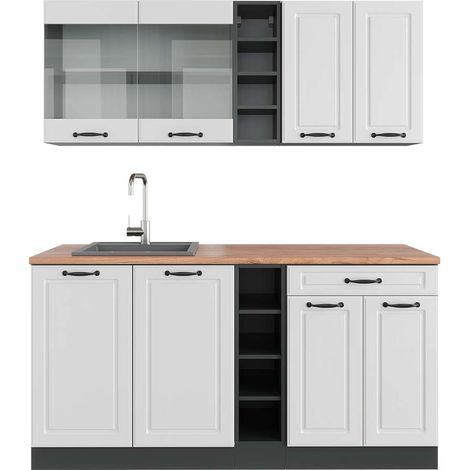 Cucina completa R-Line, Bianco casa di campagna/antracite, 160 cm , PL Rovere, Vicco (1/5)