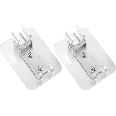 Support de fixation mural cylindrique pour pommeau de douche, sans perçage, aluminium spatial argenté, lot de 2. (1/5)