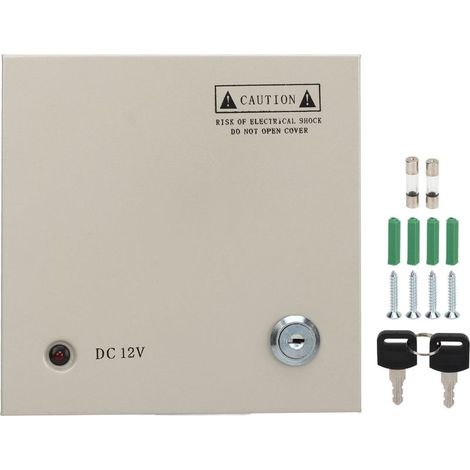 Caja de alimentación para CCTV, distribuidor de energía de 12 V, 4 canales, fusible de 5 A, 110 V/220 V, con enchufe metálico de CA. (1/5)