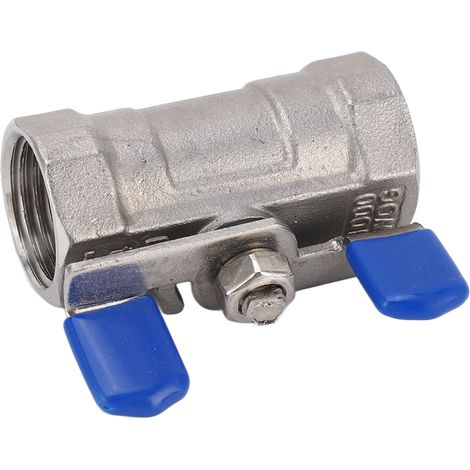 Vanne à bille 1/2" NPT DN15 en acier inoxydable 304 avec filetage femelle et poignée papillon (1/5)