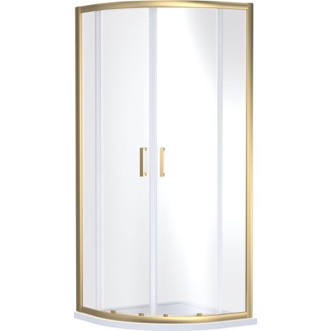 Almington 6mm Toughened Safety Glass Quadrant Shower Enclosure - 1900 x 800 x 800mm - Brushed Brass - Balterley (1/2)