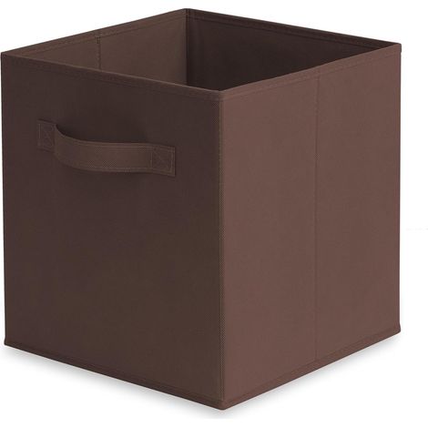 Boîte de rangement pliable à ouverture sur le dessus, panier de rangement pour penderie avec poignées, pour livres, 27 x 27 x 28 cm, marron (1/5)
